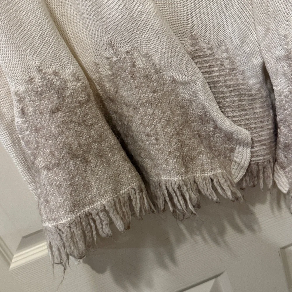 Moth cream open front fringe cardigan, XS